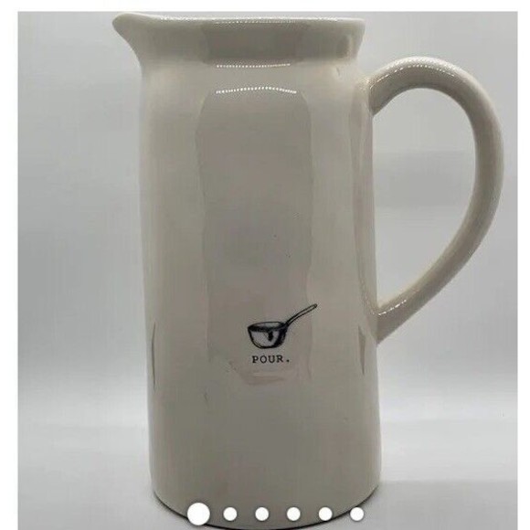 RAE DUNN  Pour Icon Pitcher Ivory Ceramic Magenta Artisan Collection - Picture 1 of 3